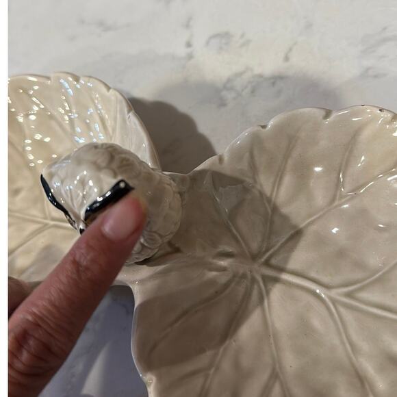 vintage Otagiri owl leaf design relish or snack tray trinket bowl mid century - Picture 7 of 11